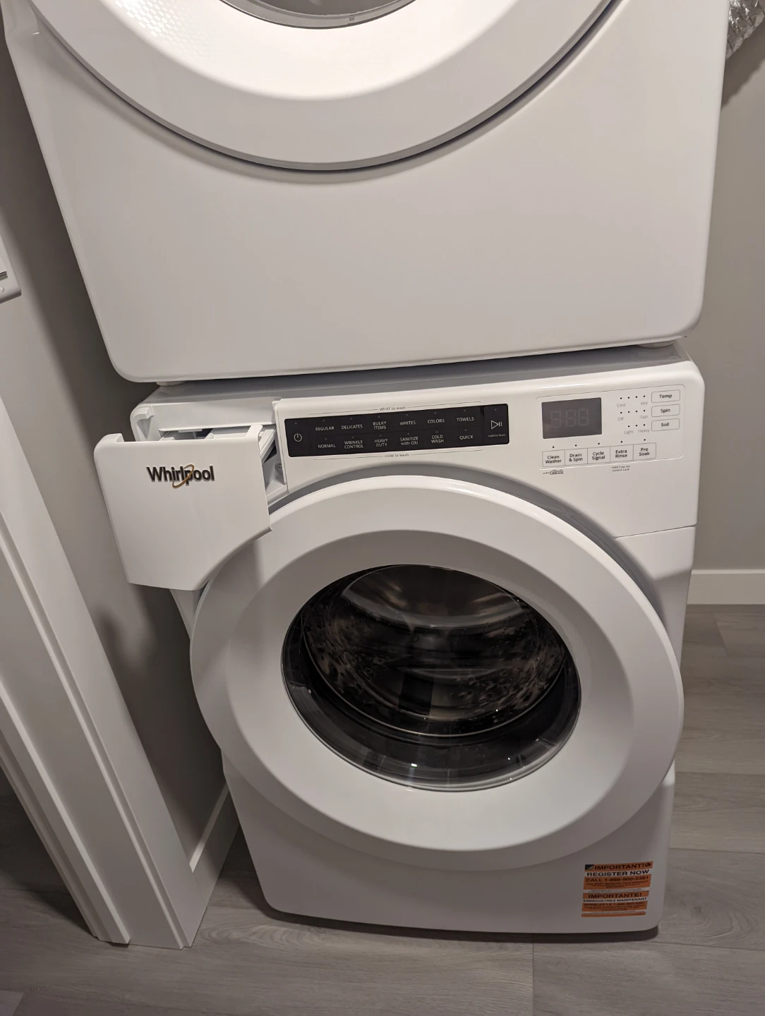 Whirlpool Front Load Washer and Dryer Stackable Set
