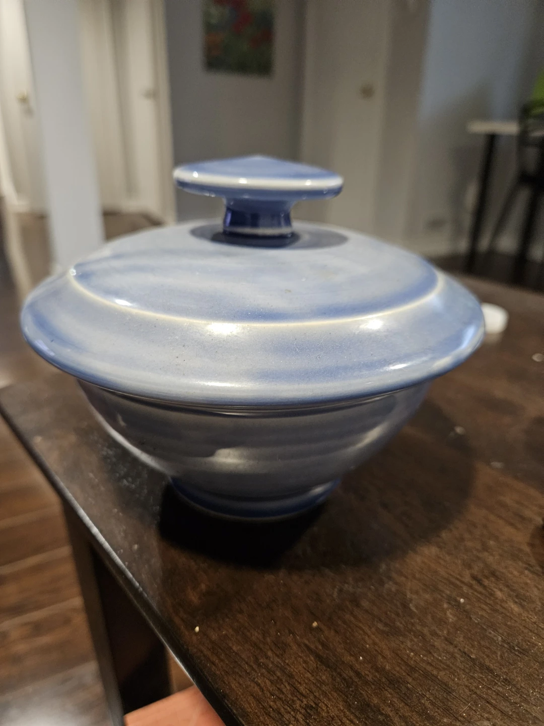 Thomas Aitken Blue Ceramic Serving Bowl with Lid - photo 2
