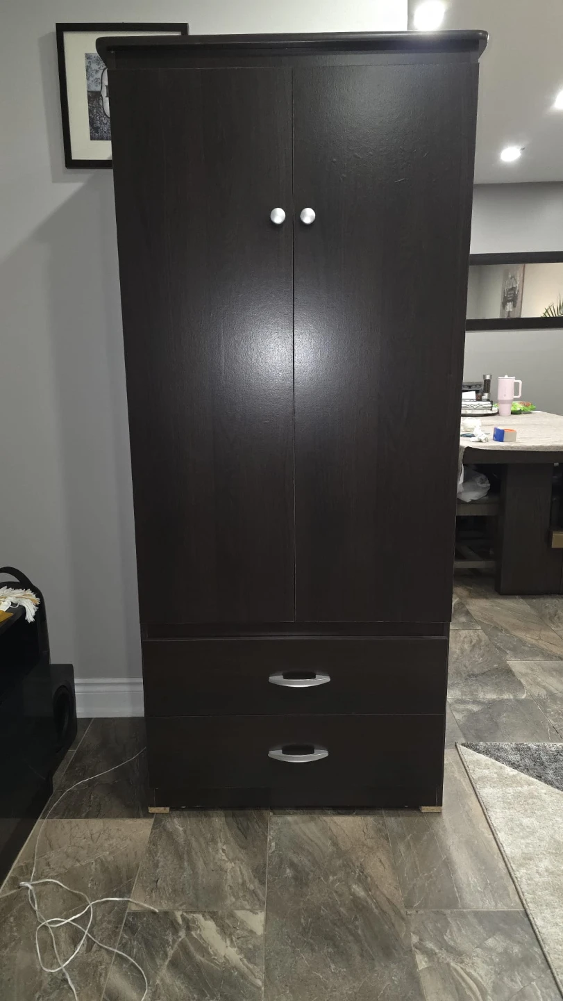 Dark Brown Wardrobe with Drawers