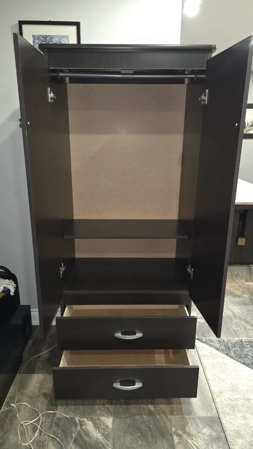Dark Brown Wardrobe with Drawers - photo 2