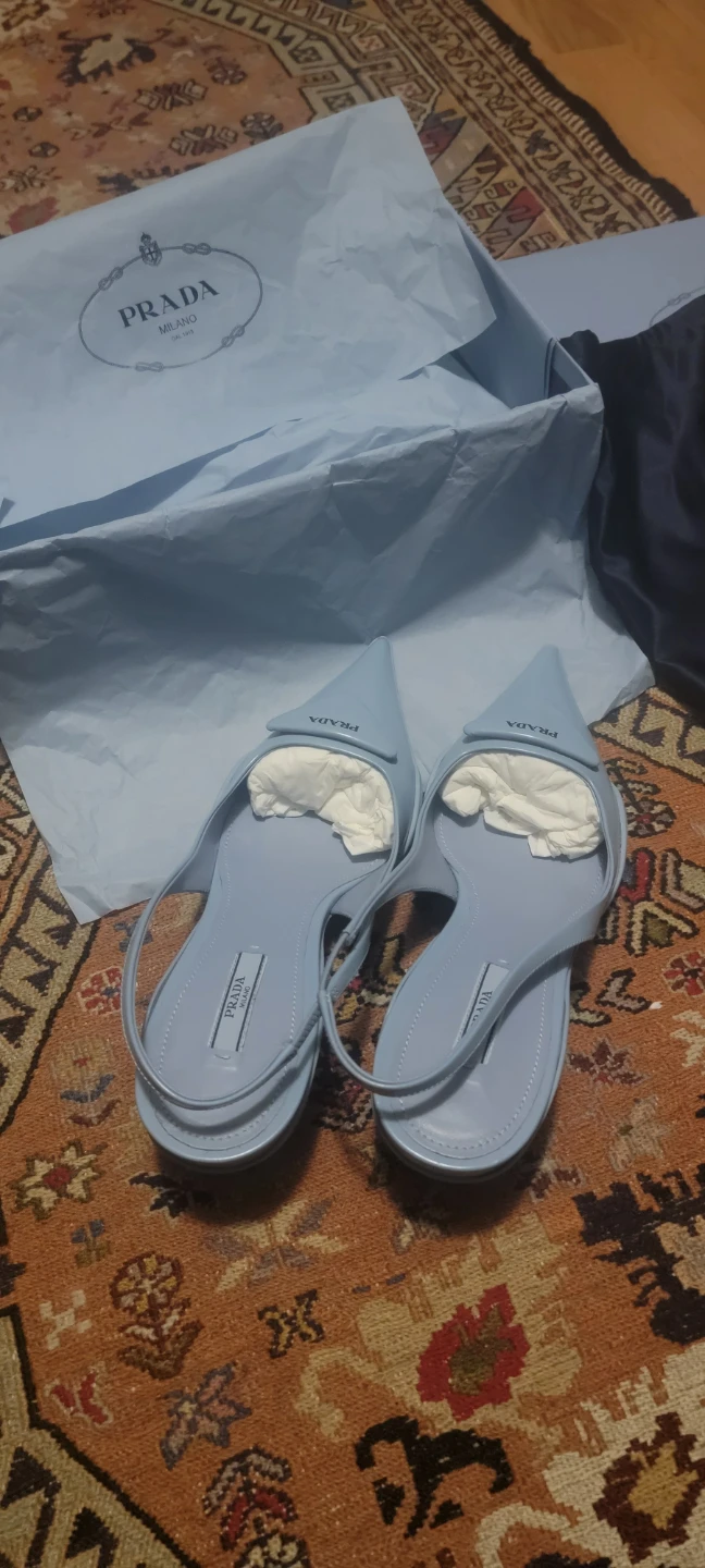 Prada Women's Light Blue Leather Thong Sandals - photo 2