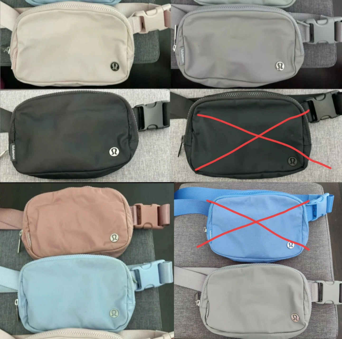 lululemon blue/pink/grey/black/green belt bag 1L