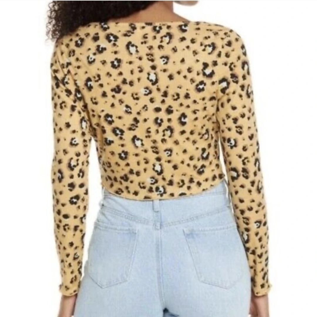 BP. Leopard Print Ribbed Cropped Cardigan & Camo Top Set 🏆NWOT - photo 3