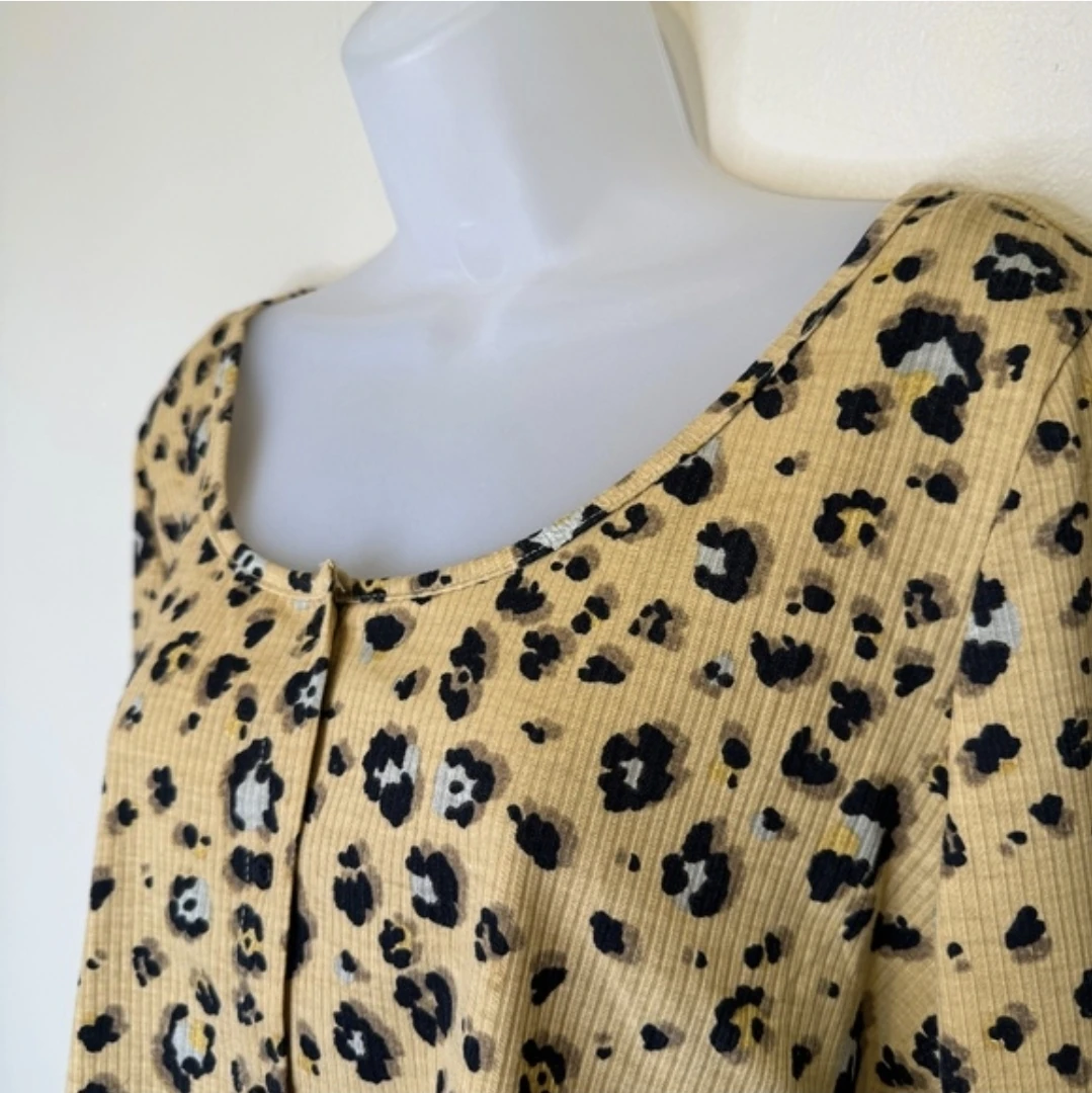 BP. Leopard Print Ribbed Cropped Cardigan & Camo Top Set 🏆NWOT - photo 4