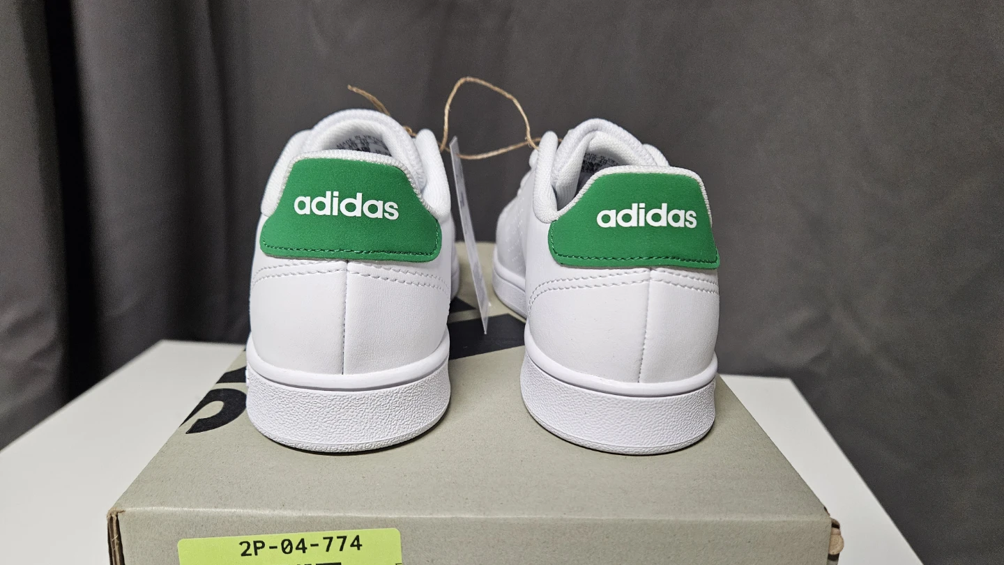 Adidas Advantage K Kids Shoes - White/Green - Size 1 - photo 3