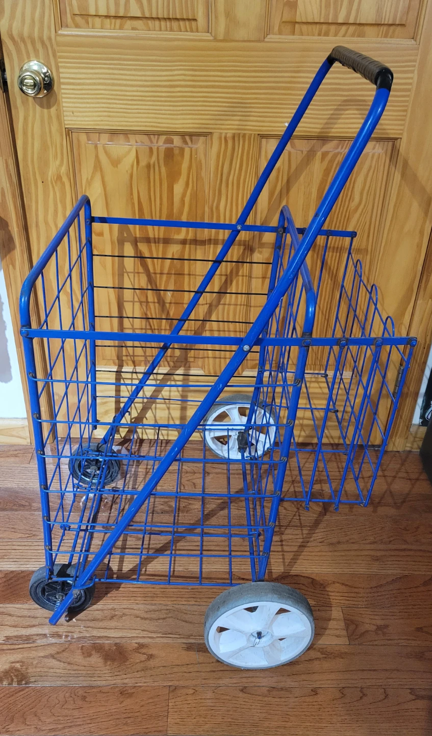 Blue Folding Shopping Cart