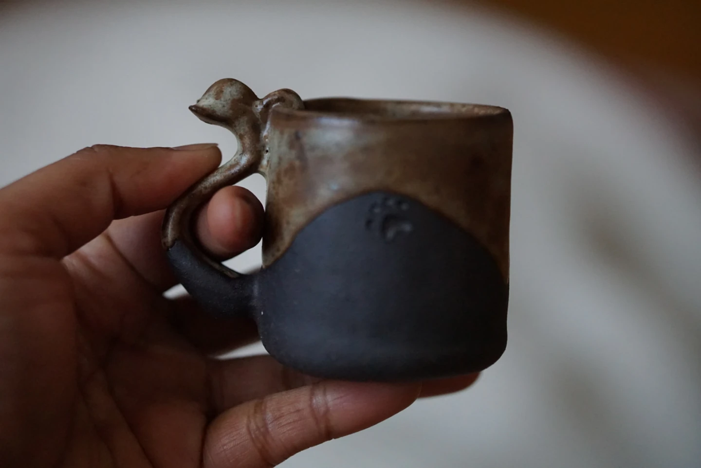 Handmade Ceramic Espresso Cup with Unique Handle - photo 2