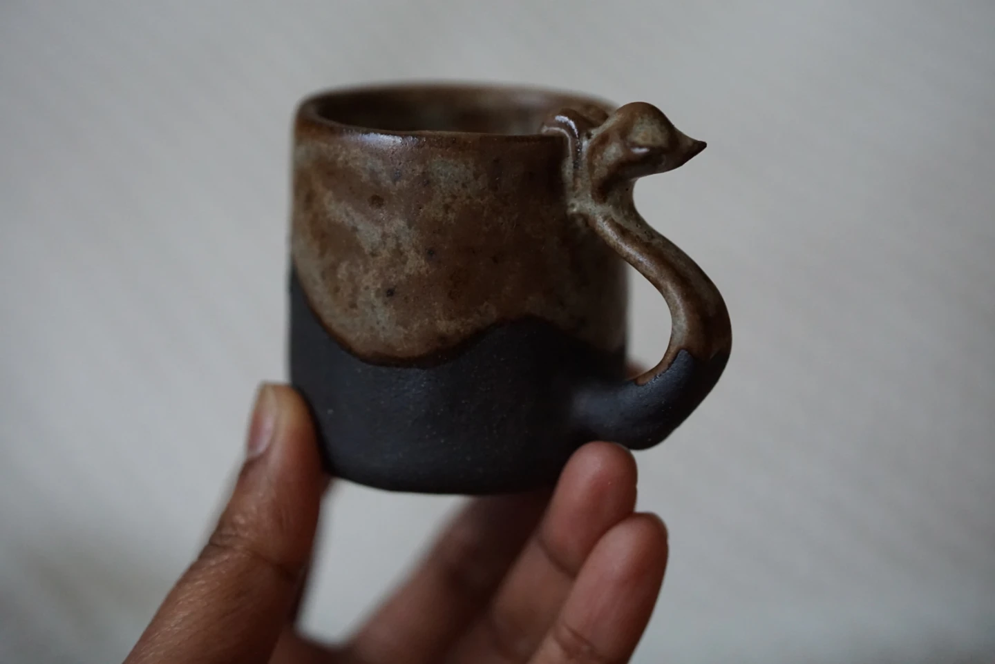 Handmade Ceramic Espresso Cup with Unique Handle - photo 3