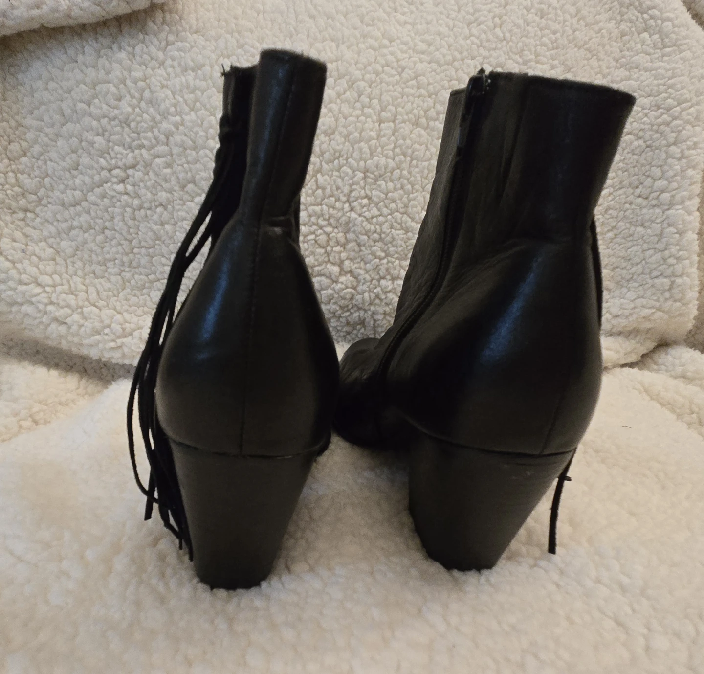 ALDO Black Leather Ankle Boots with Fringe - photo 3
