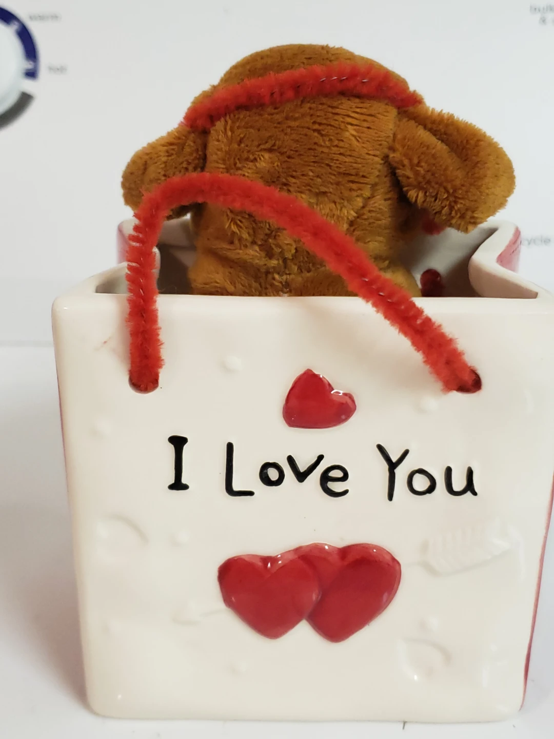 Plush Dog in "I Love You" Ceramic Pot - photo 2