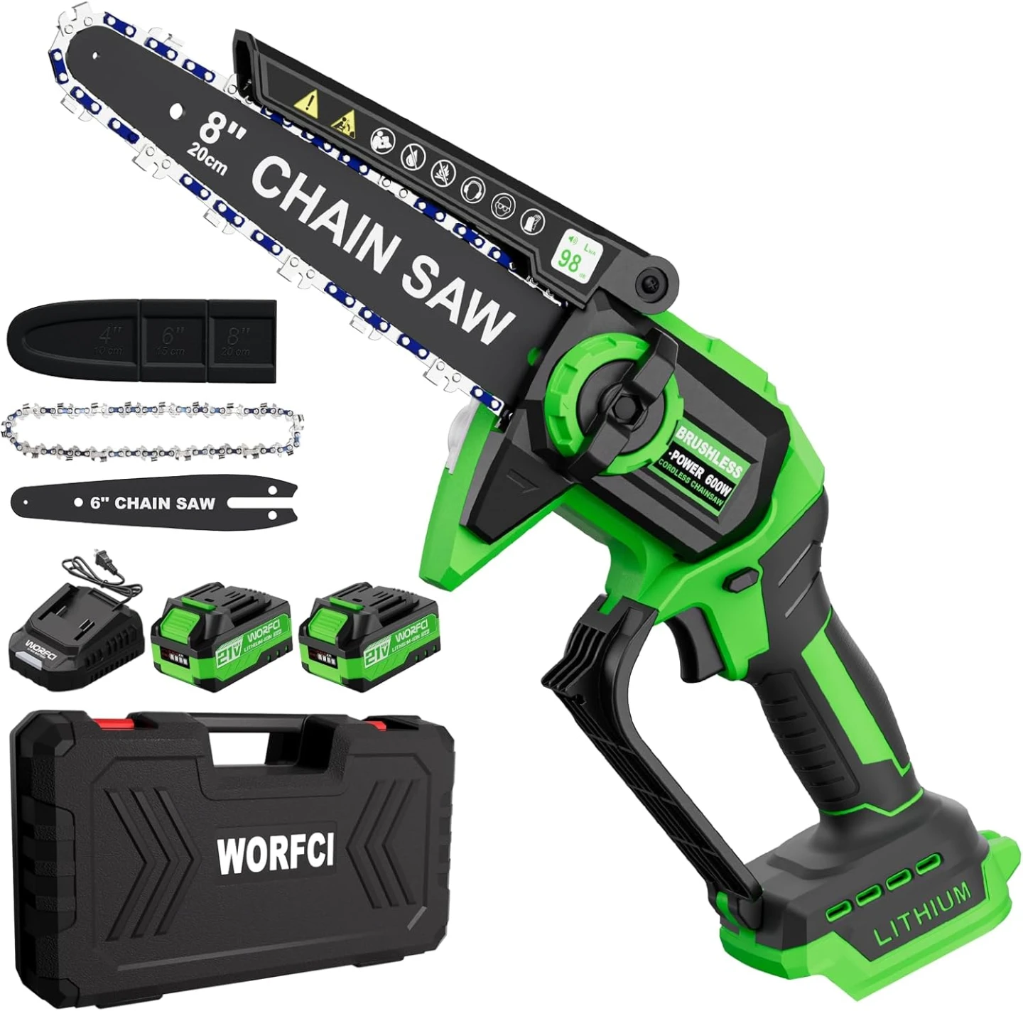 Brushless Cordless Chainsaw with 2 Batteries and Charger BNIB