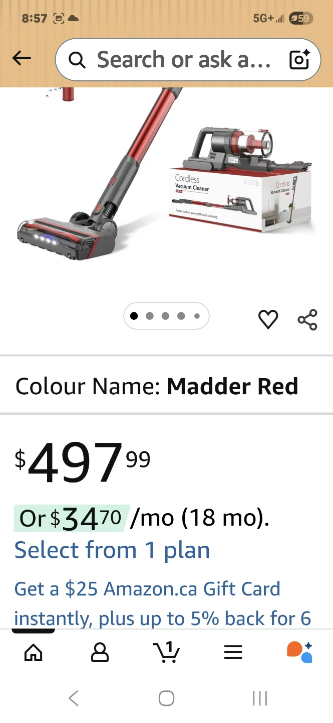 Cordless Vacuum Cleaner K-21B Madder Red - photo 3