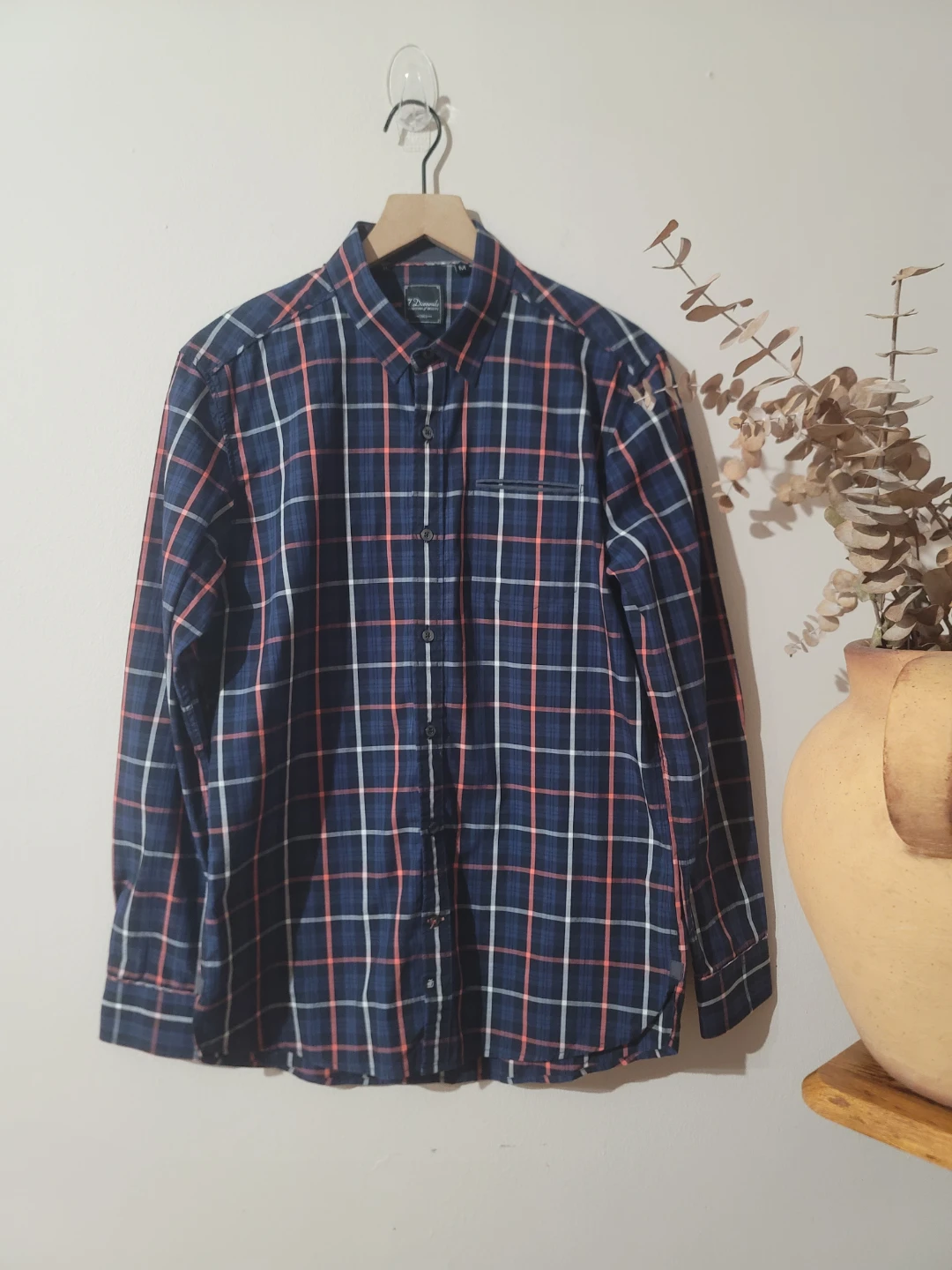 7 Diamonds Tradition Plaid Button Down Sz M Cotton Academia
