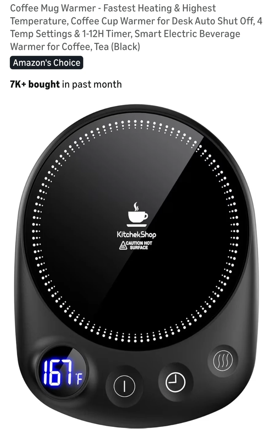 KitcheShop Coffee Mug Warmer - Black