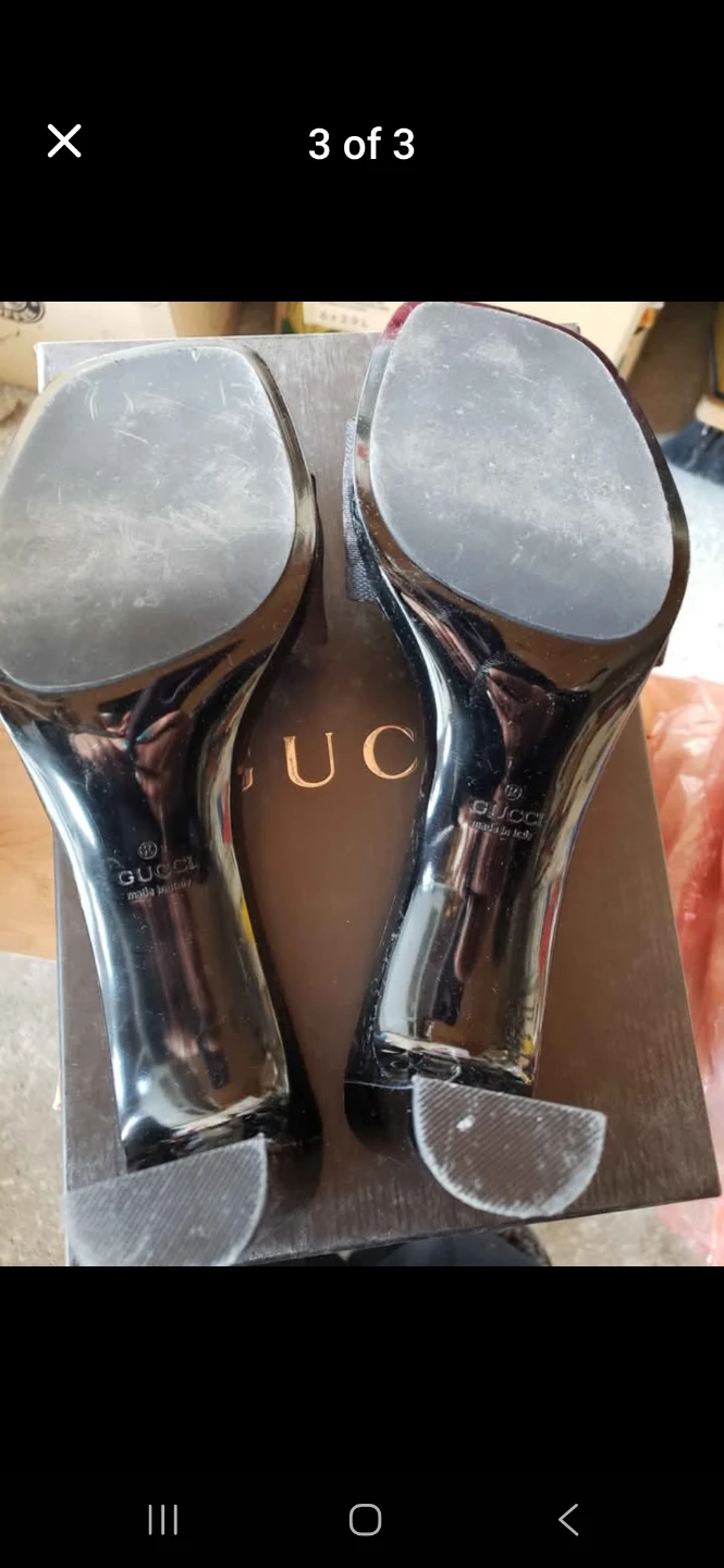 Gucci Black Canvas and Leather Heeled Sandals - photo 3