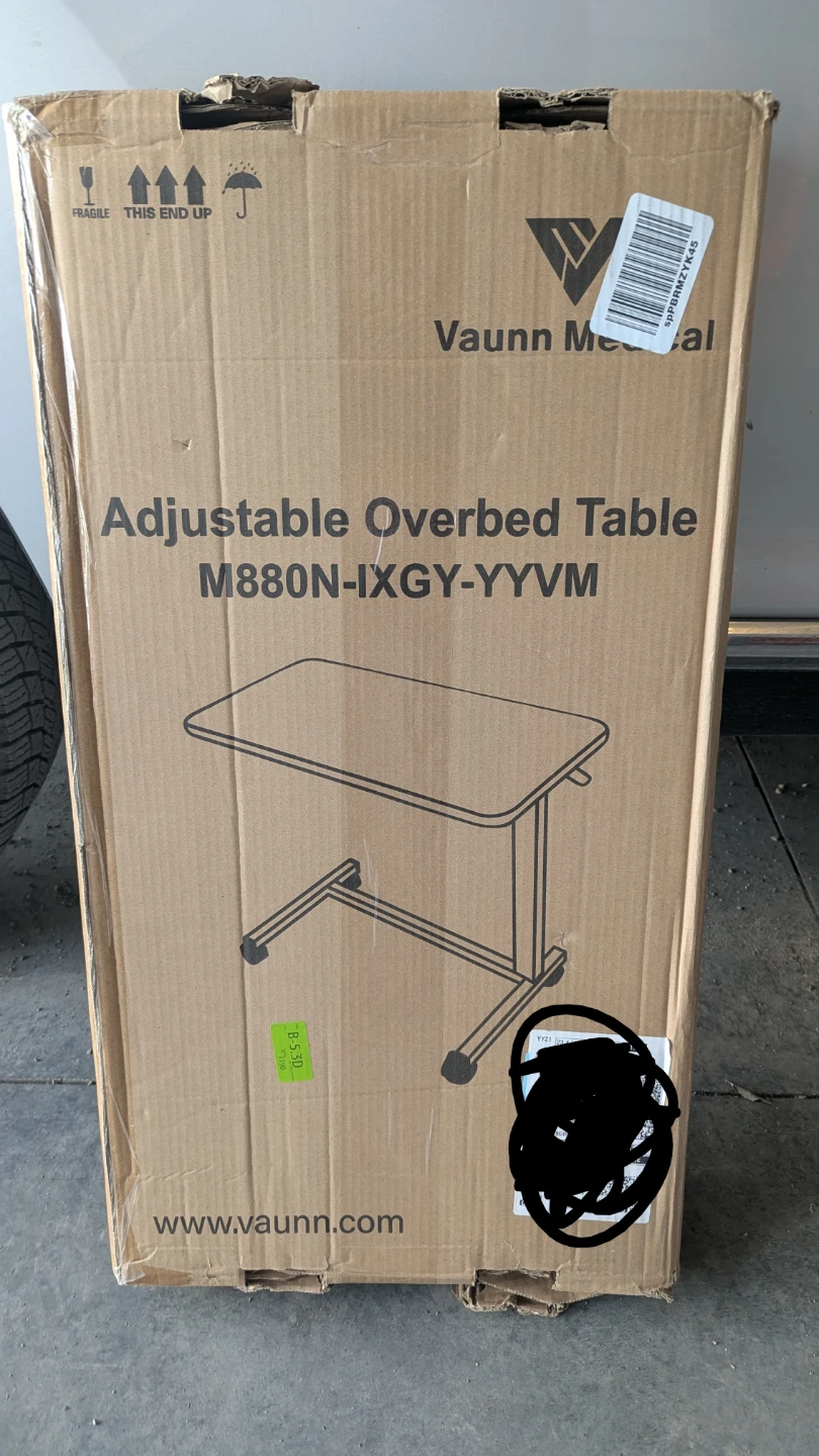 Adjustable overbed table