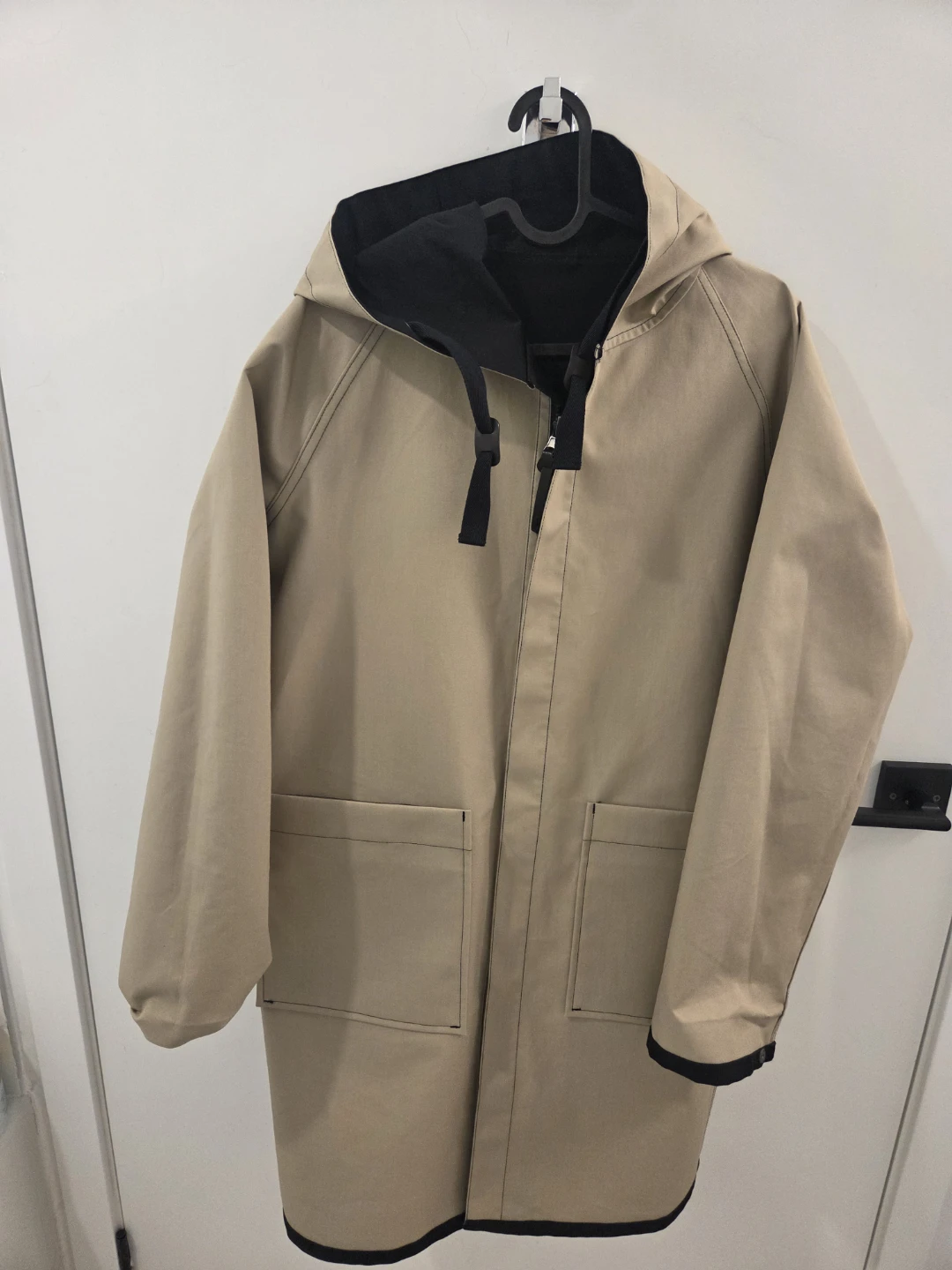 Reversible Hooded Raincoat - Black/Tan - photo 2