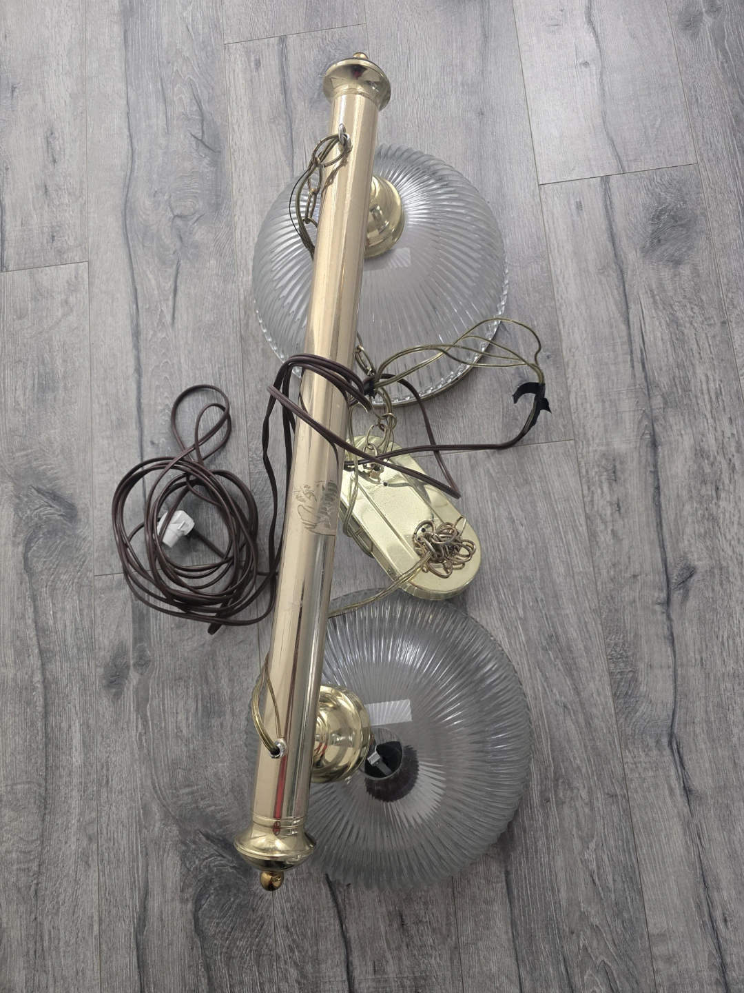 Brass and Glass Chandelier Fixture