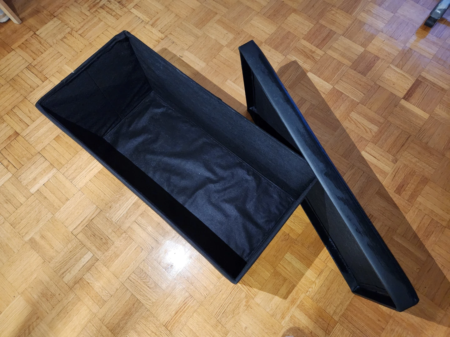 Black Faux Leather Storage Ottoman - photo 2