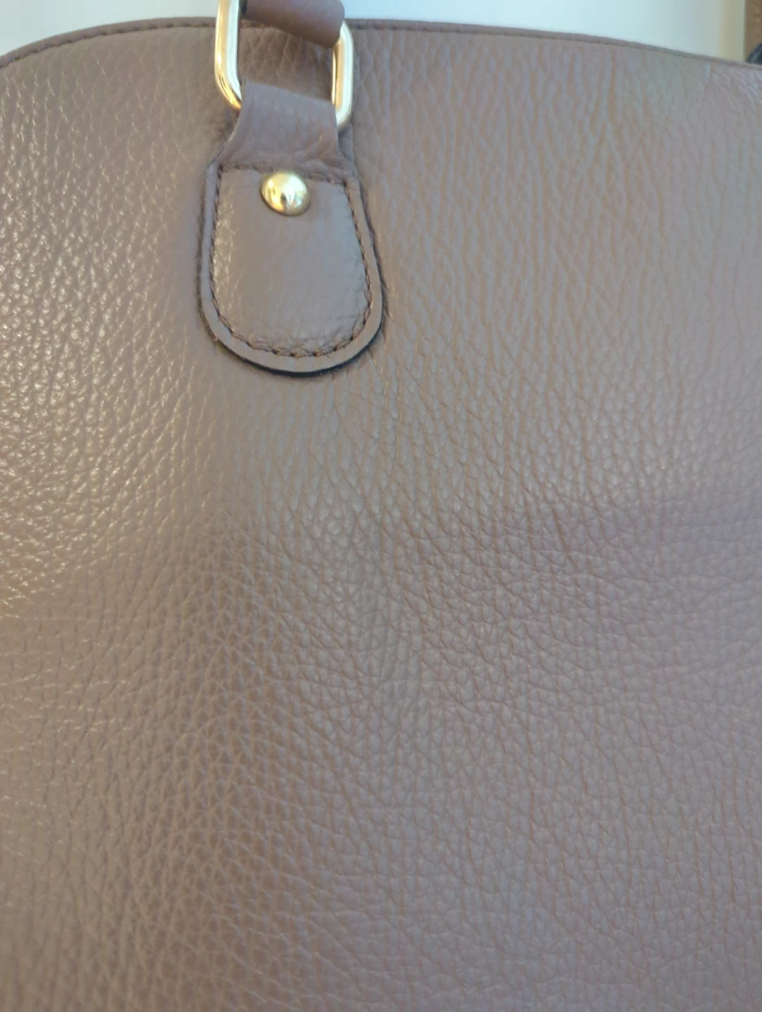 Leather Dome Handbag - Taupe - photo 3