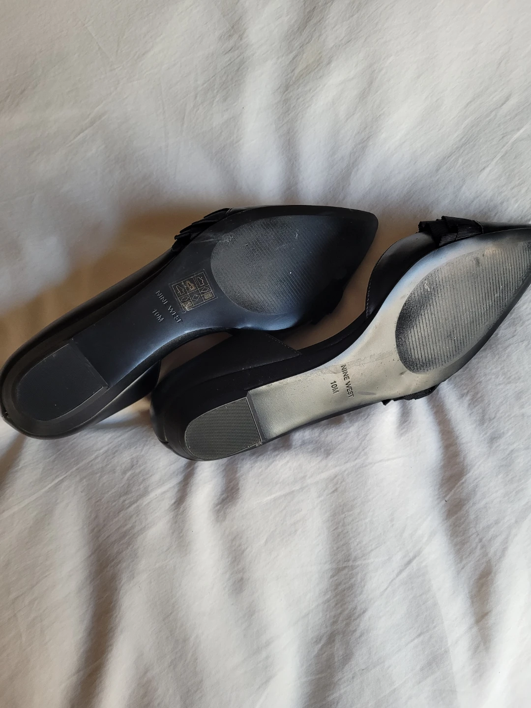 🏆Nine West Black Ruffle Pointed Toe Flats - Size 10M 🏆 - photo 3