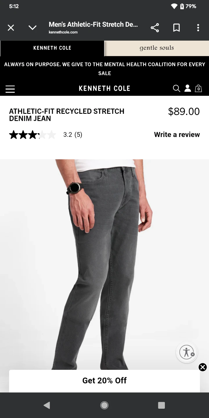 Kenneth Cole Reaction Men's Athletic Fit Jeans🏆