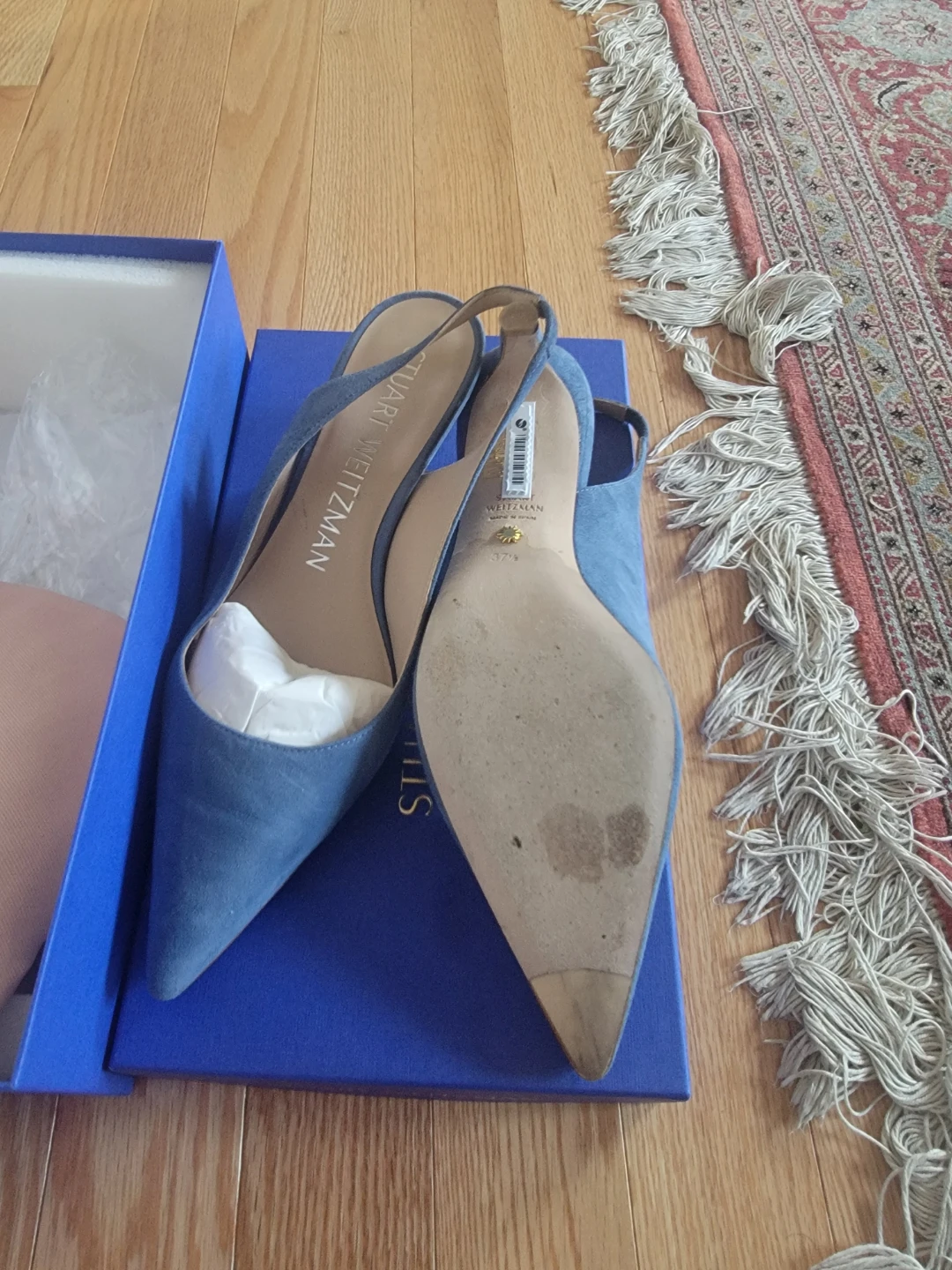 Stuart Weitzman Blue Suede Slingback Heels - photo 2