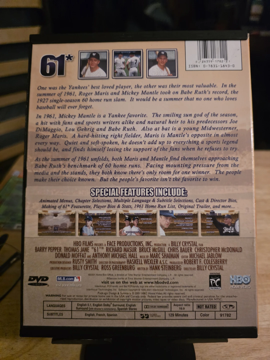 61* DVD Billy Crystal Film Starring Barry Pepper & Thomas Jane - photo 2