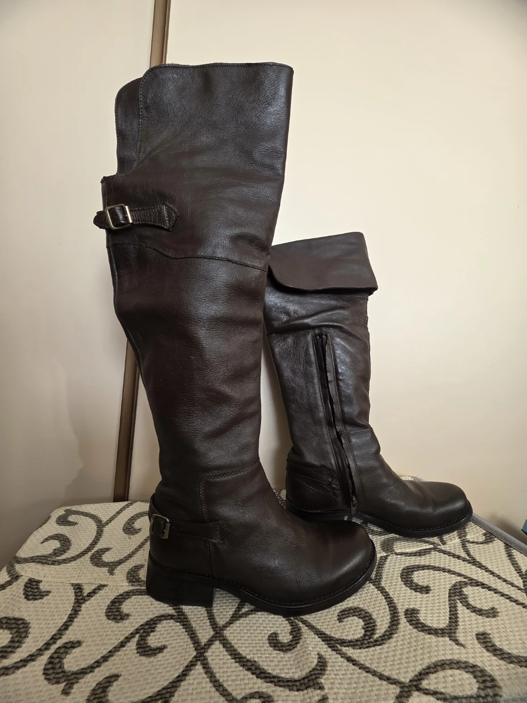 Brown Leather Knee-High Boots - photo 3