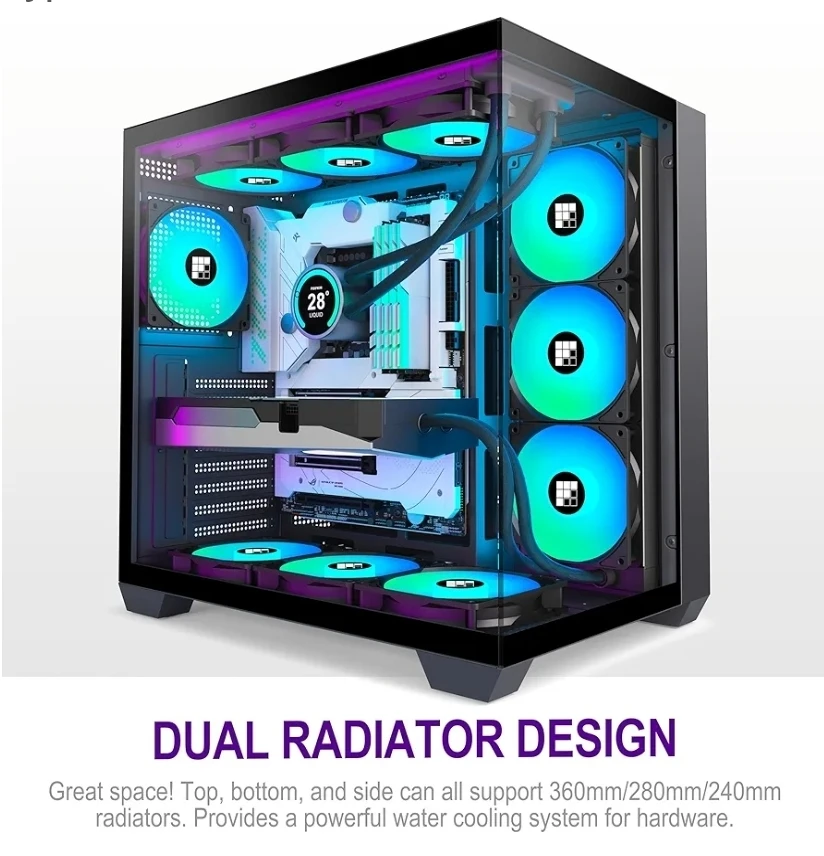 Pre-Installed 7 PWM ARGB Fan, ATX Mid-Tower Gaming PC Case - photo 3