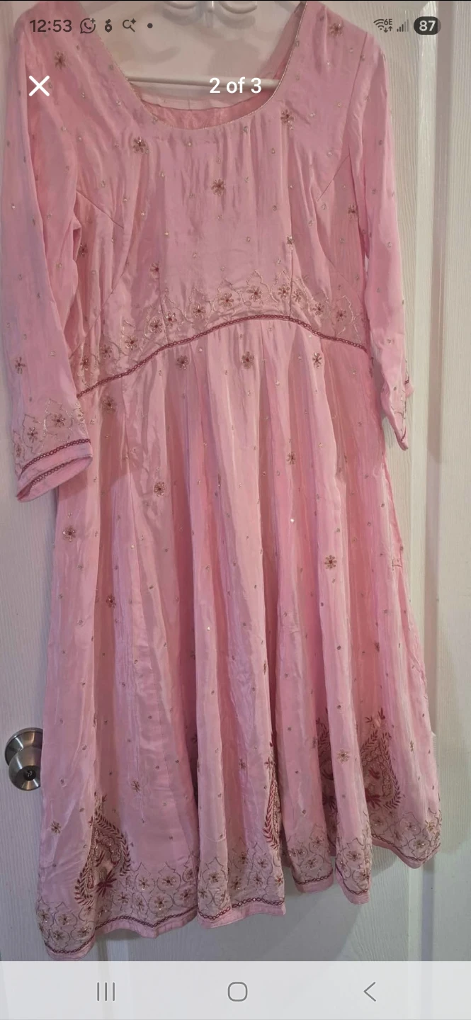 Pink Embroidered Anarkali suit with Dupatta
