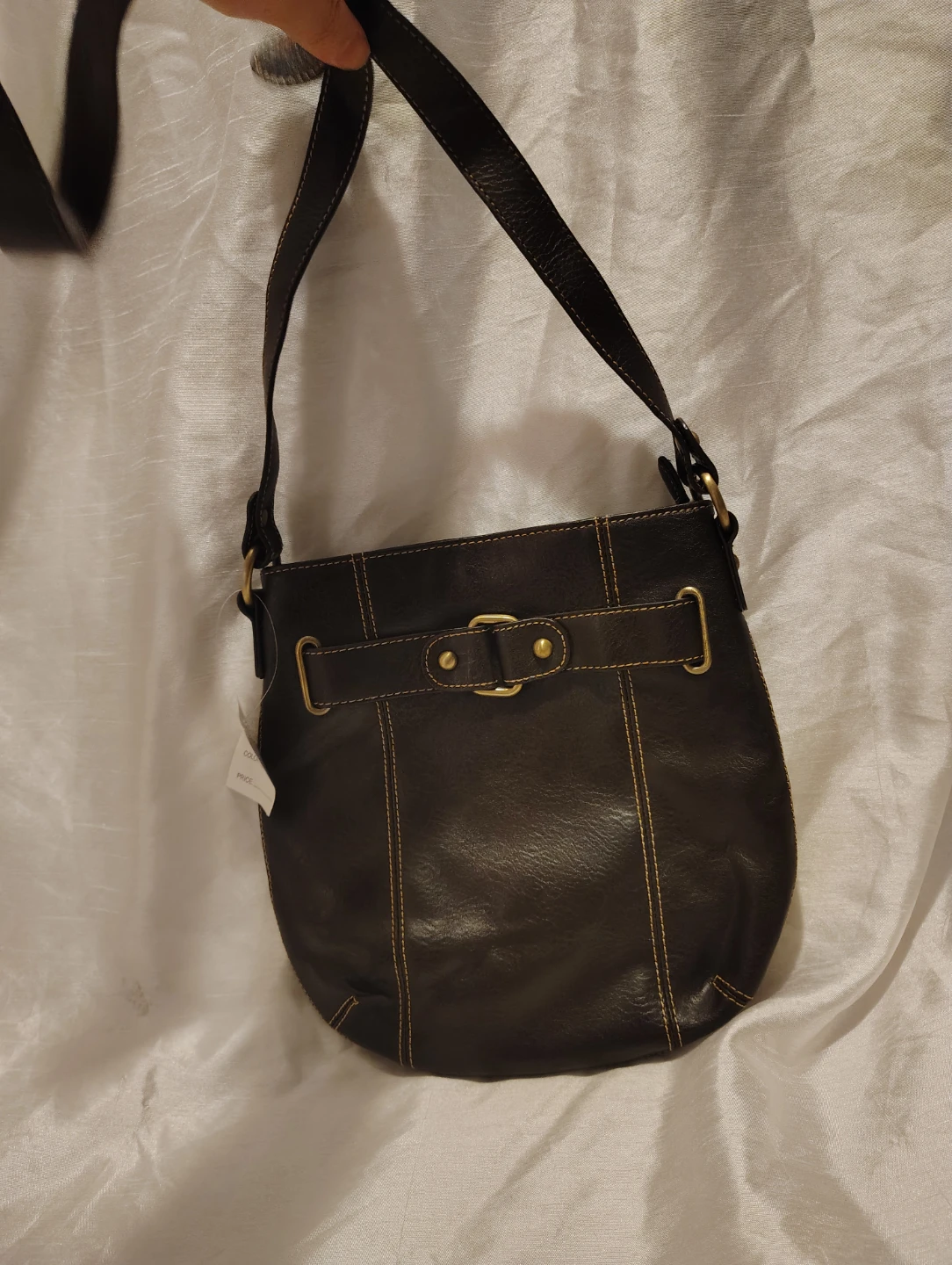 Elegant Brown Faux Leather Shoulder Bag, cross body Unisex