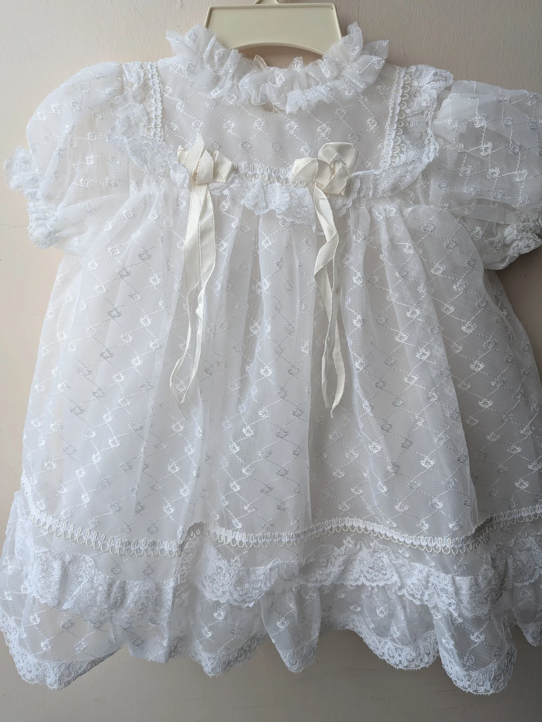 White Lace Baby Dress with slip and bloomers