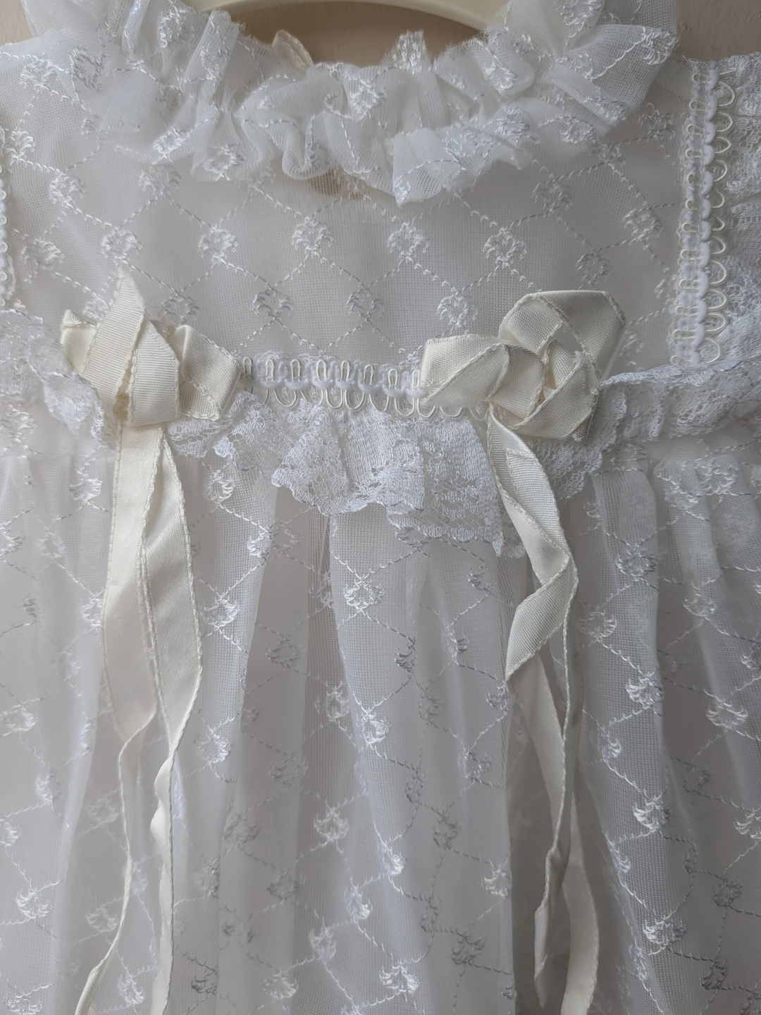 White Lace Baby Dress with slip and bloomers - photo 4
