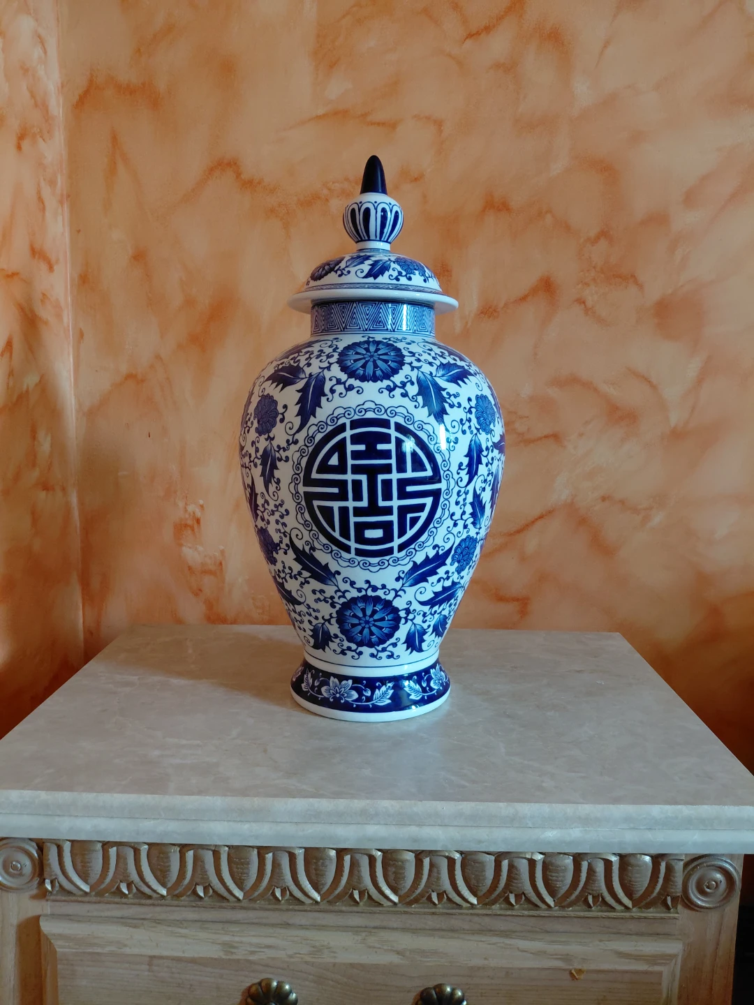 Large Blue and White Porcelain Ginger Jar