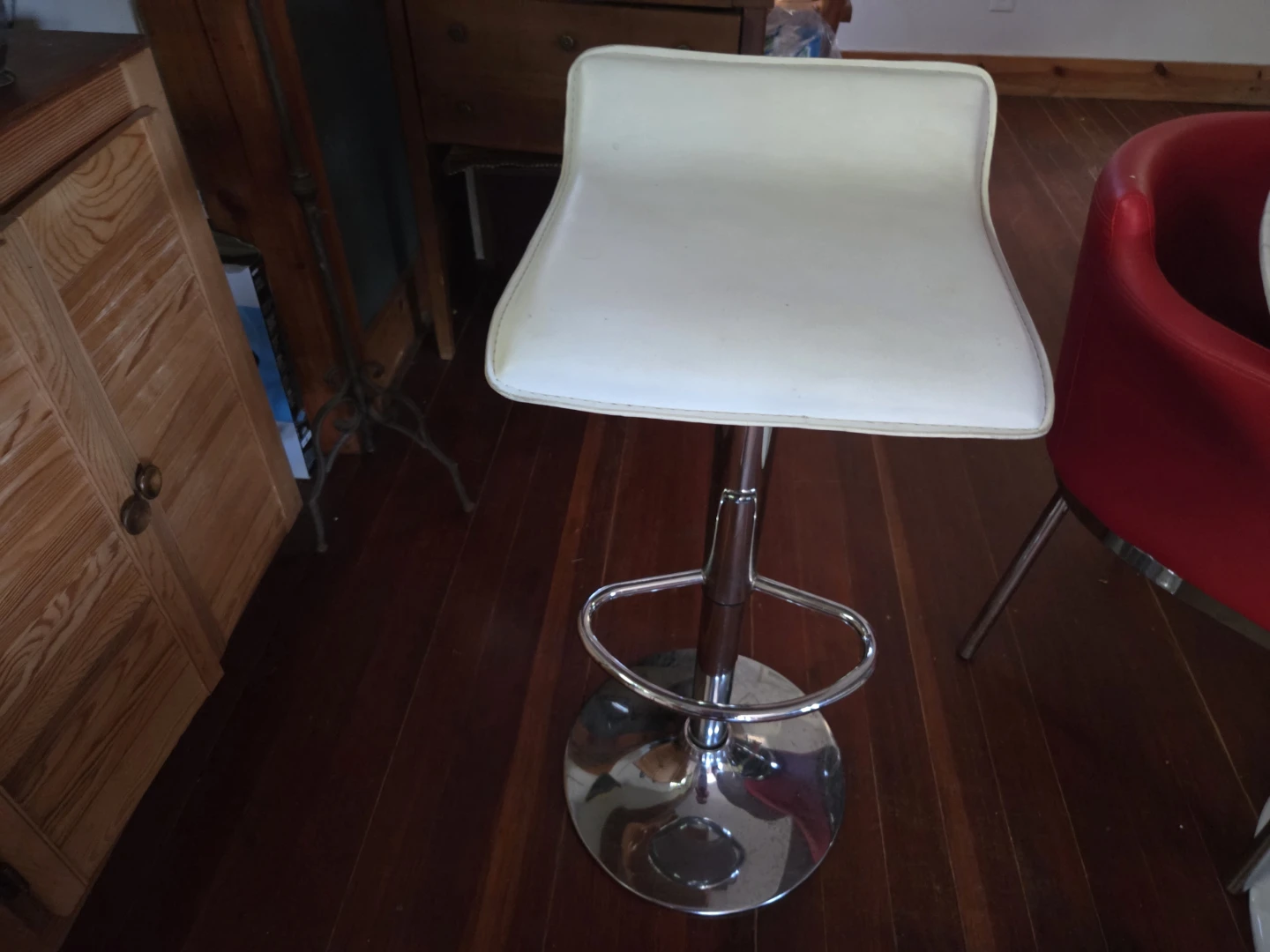 White Adjustable Bar Stool
