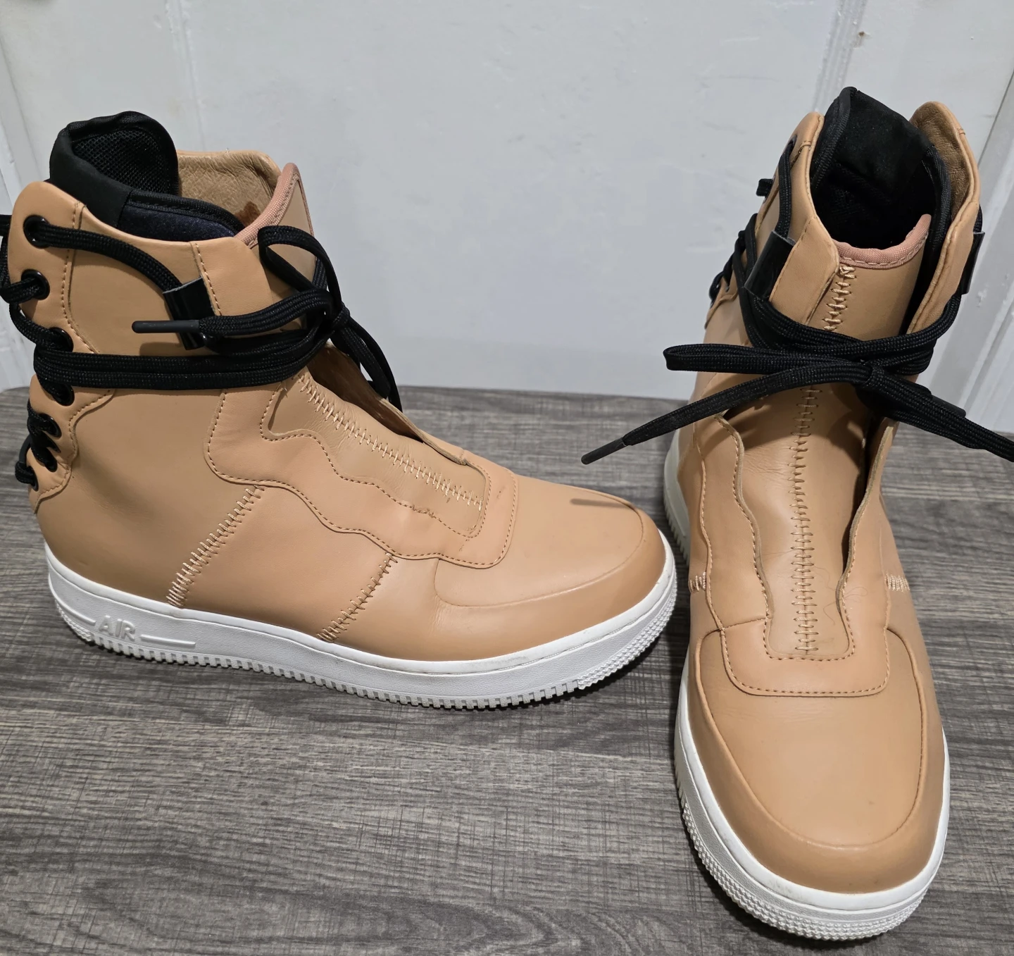 Nike Air Force 1 High White Sole Tan Leather Shoes