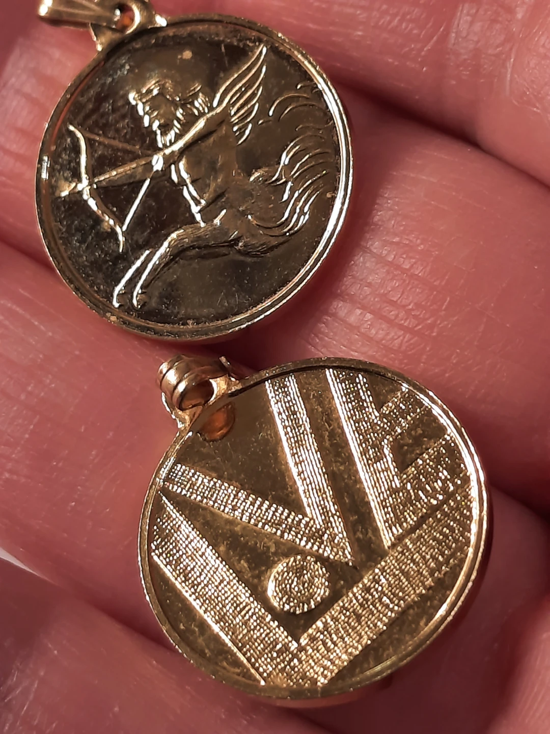 Gold Tone Medallions with Celestial and Bird Designs (Set of 2) - photo 5
