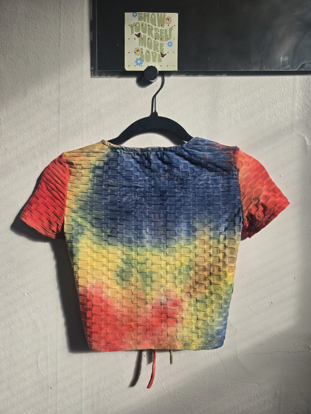 Cotton Candy Rainbow Tie-Dye Ruched Crop Top - photo 2