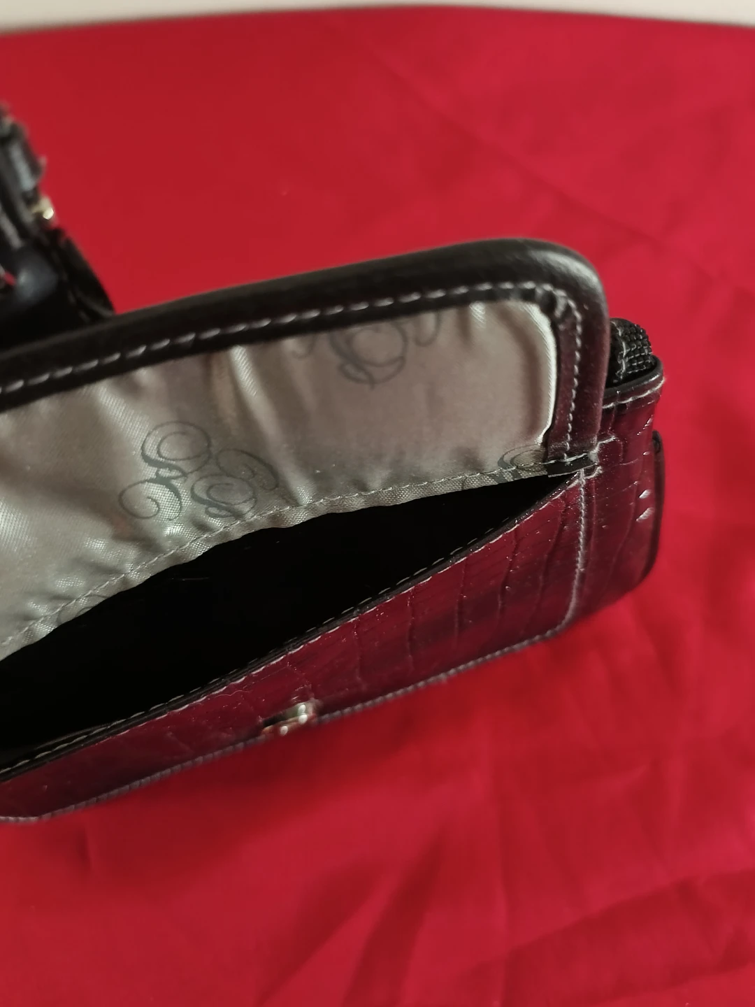 Black Crocodile-Embossed Wristlet Clutch - photo 3