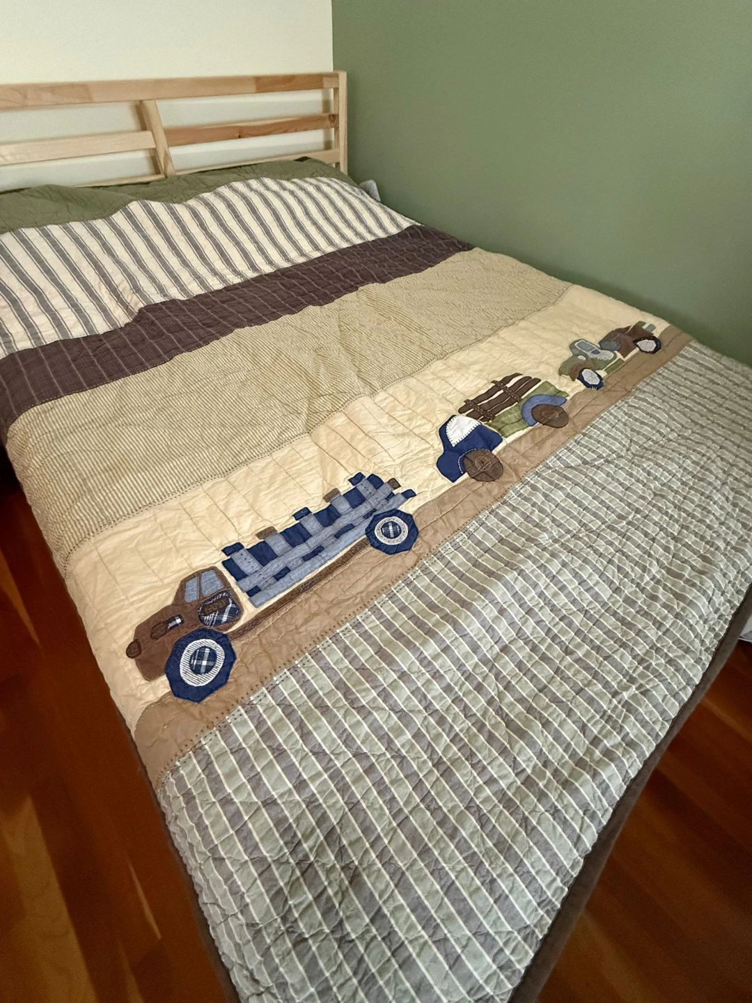 Quilt with Trucks - Brown, Beige, Blue pottery barn kids