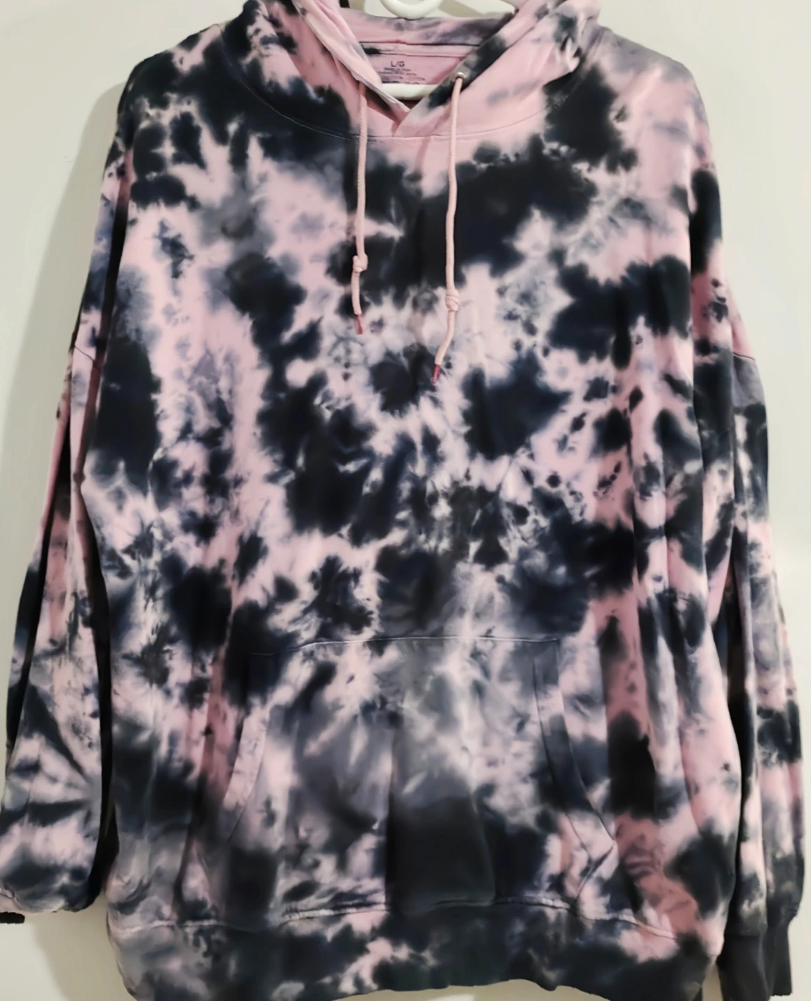 Tie-Dye Hoodie - Pink, Black & Grey - Size L