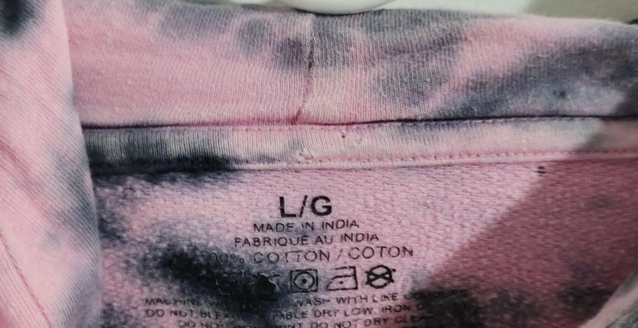 Tie-Dye Hoodie - Pink, Black & Grey - Size L - photo 2