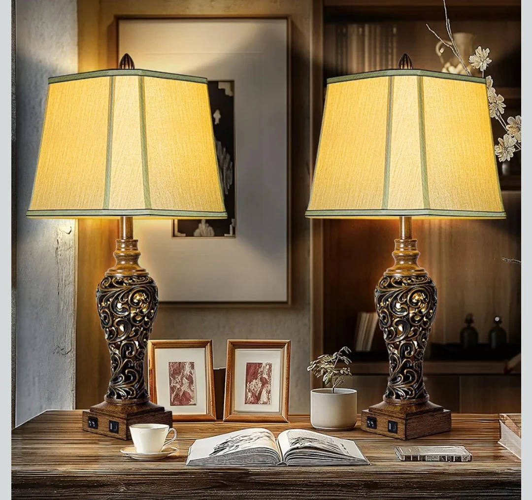 Ornate Table Lamps Set of 2 with USB Ports - photo 4