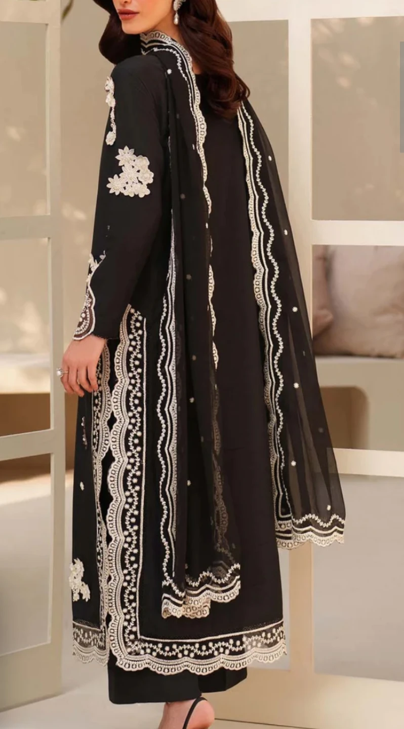 Black Embroidered Dress with Dupatta