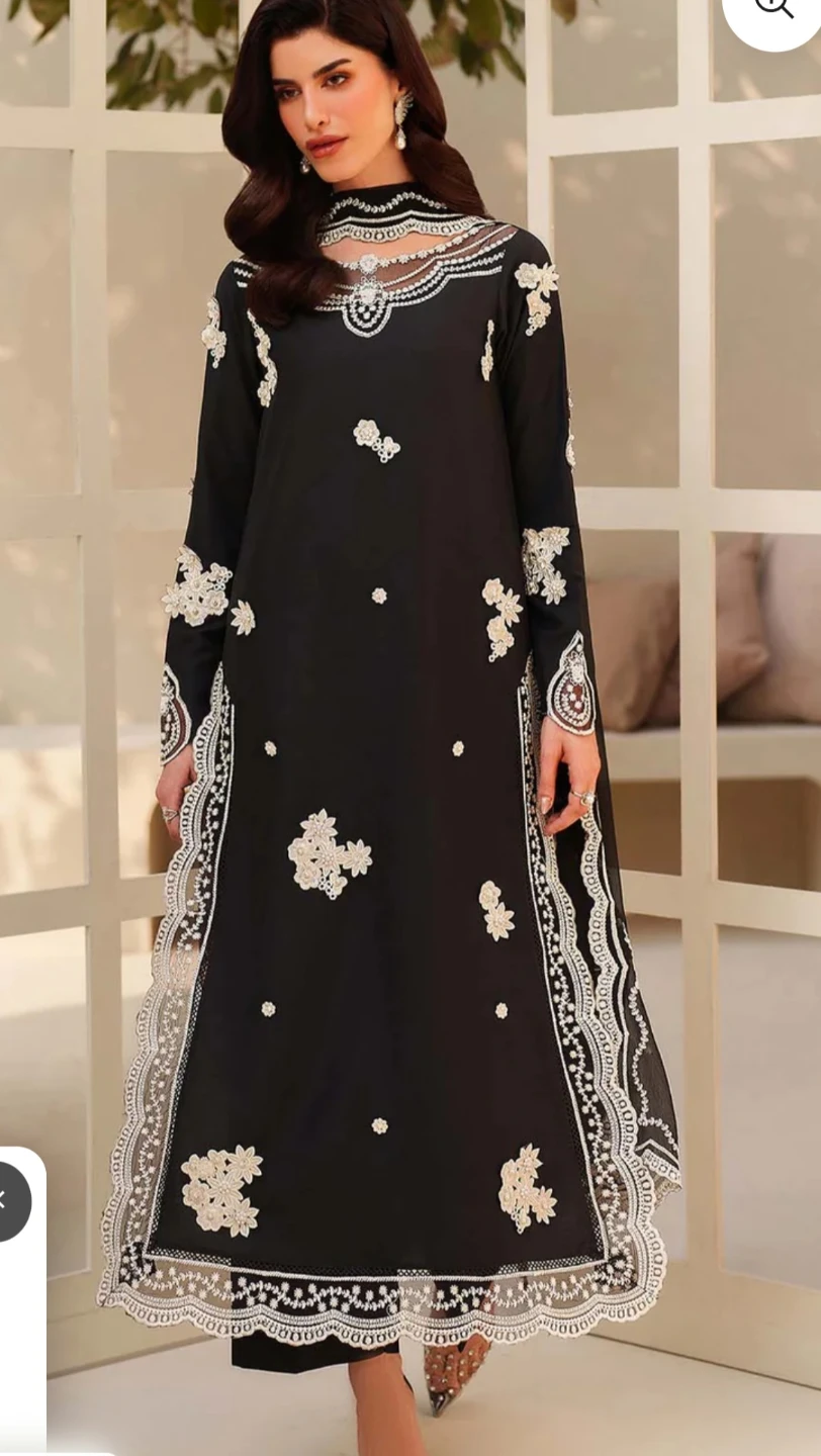 Black Embroidered Dress with Dupatta - photo 2