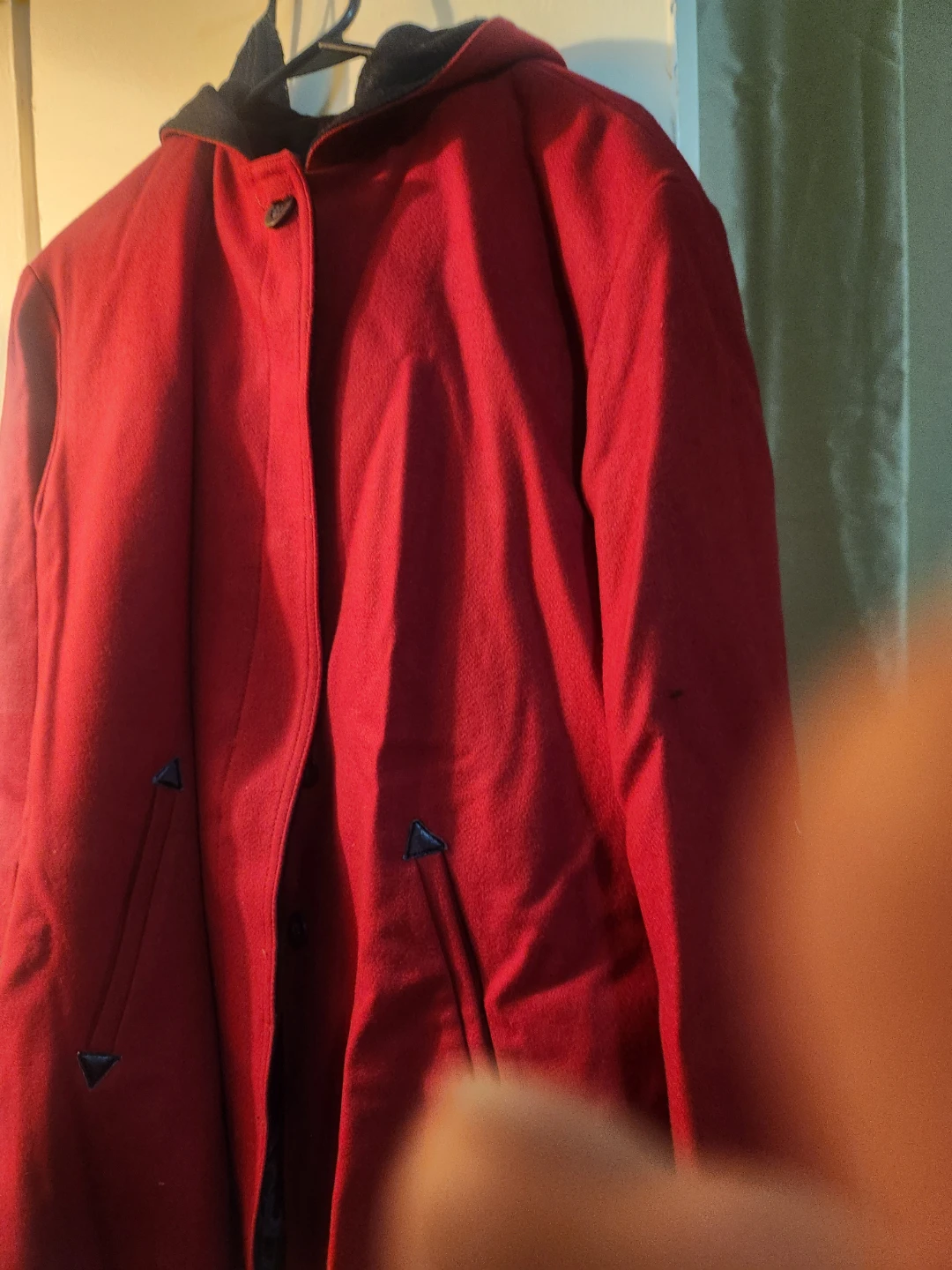 Red Stephanie Mathews Coat with Toggle Closure