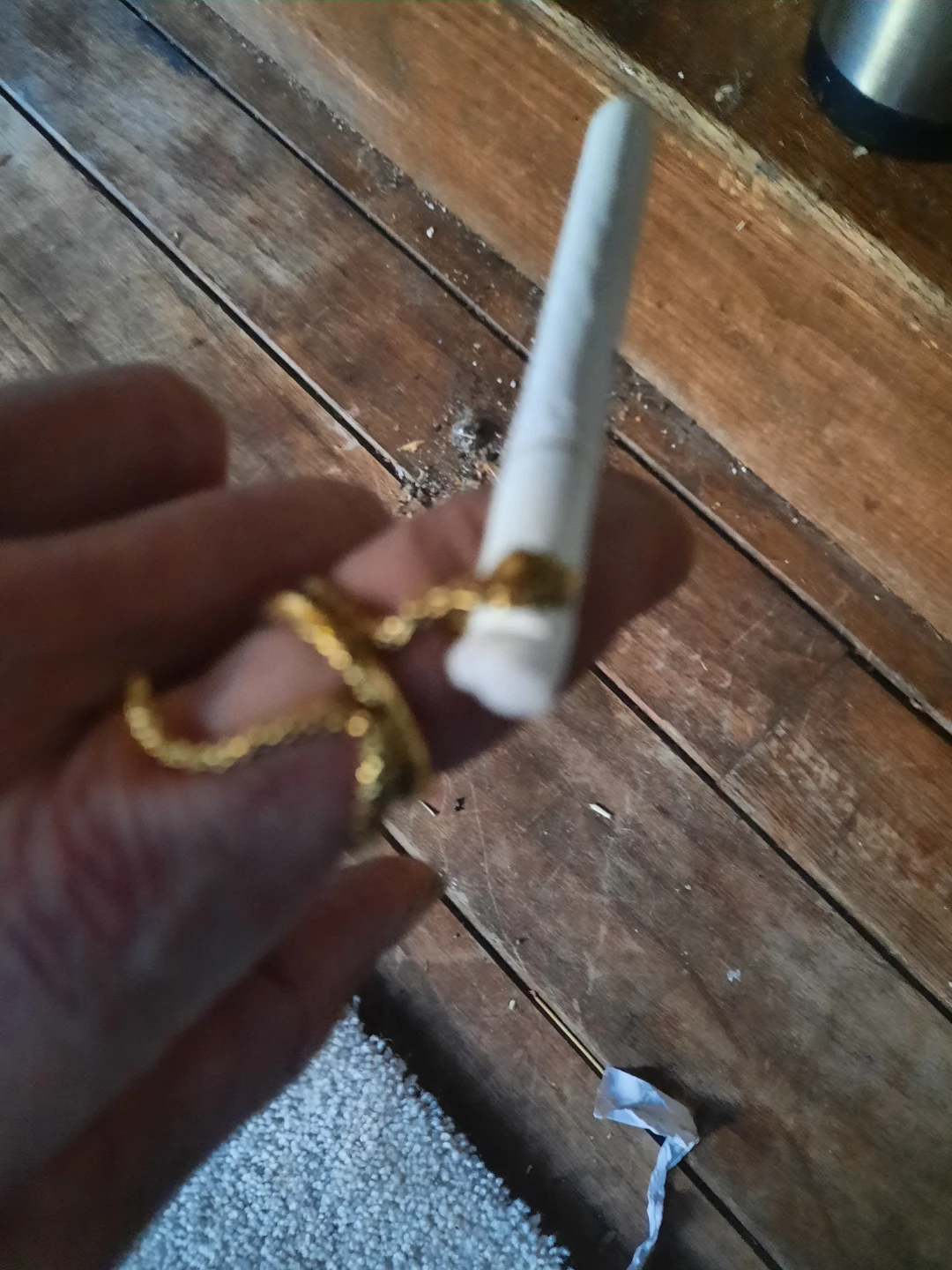 Gold Tone Ring with Cigarette Holder "🏆" - photo 2