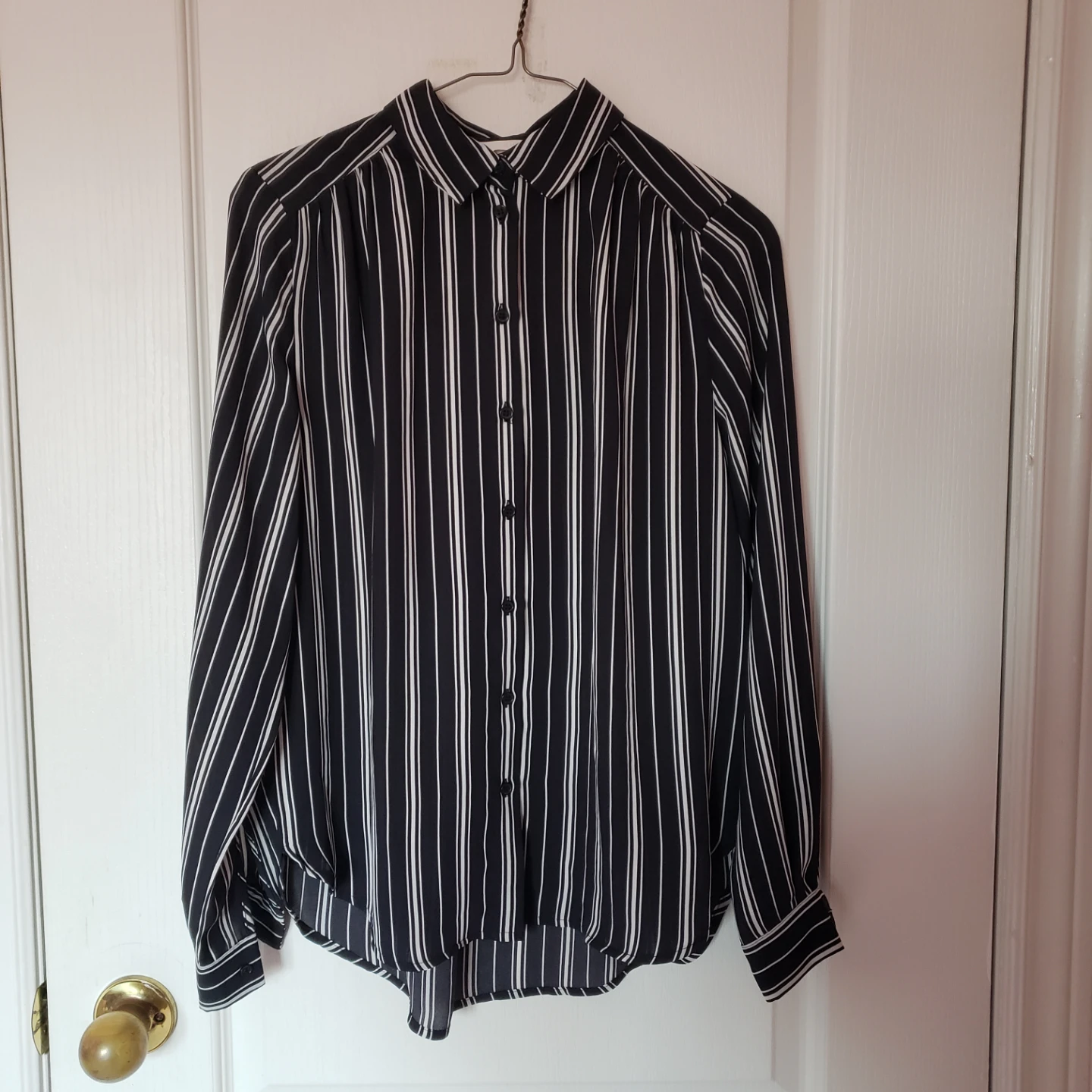 Striped Navy and White Blouse