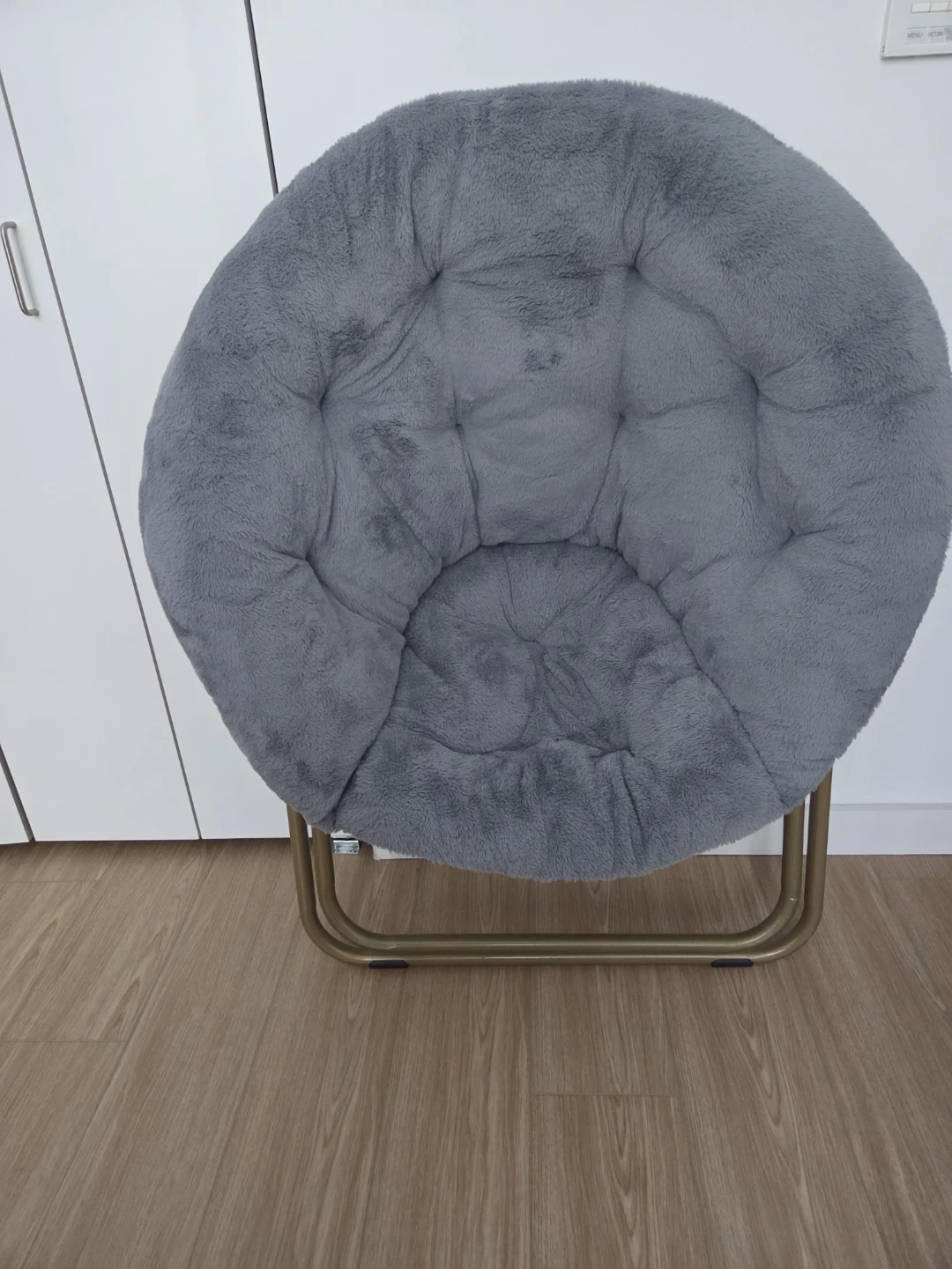 Gray Faux Fur Moon Chair